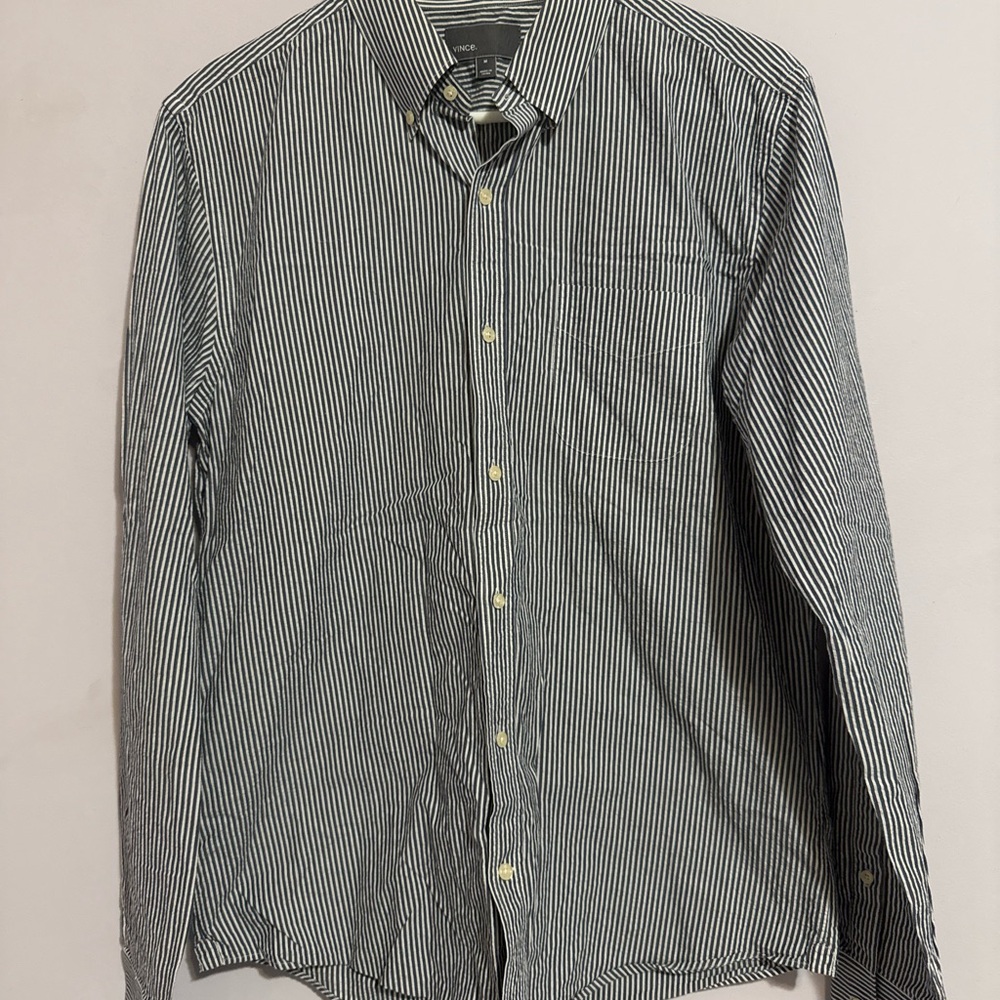 Vince Men's Striped Collared Button-Front Shirt Casual Dress Top Size Medium